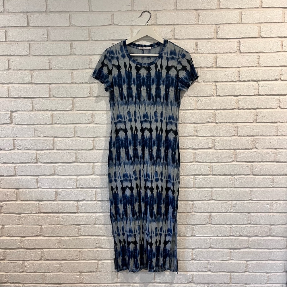 Stateside Long Sun Dress Blue Design Tee Shirt Women’s Size XS